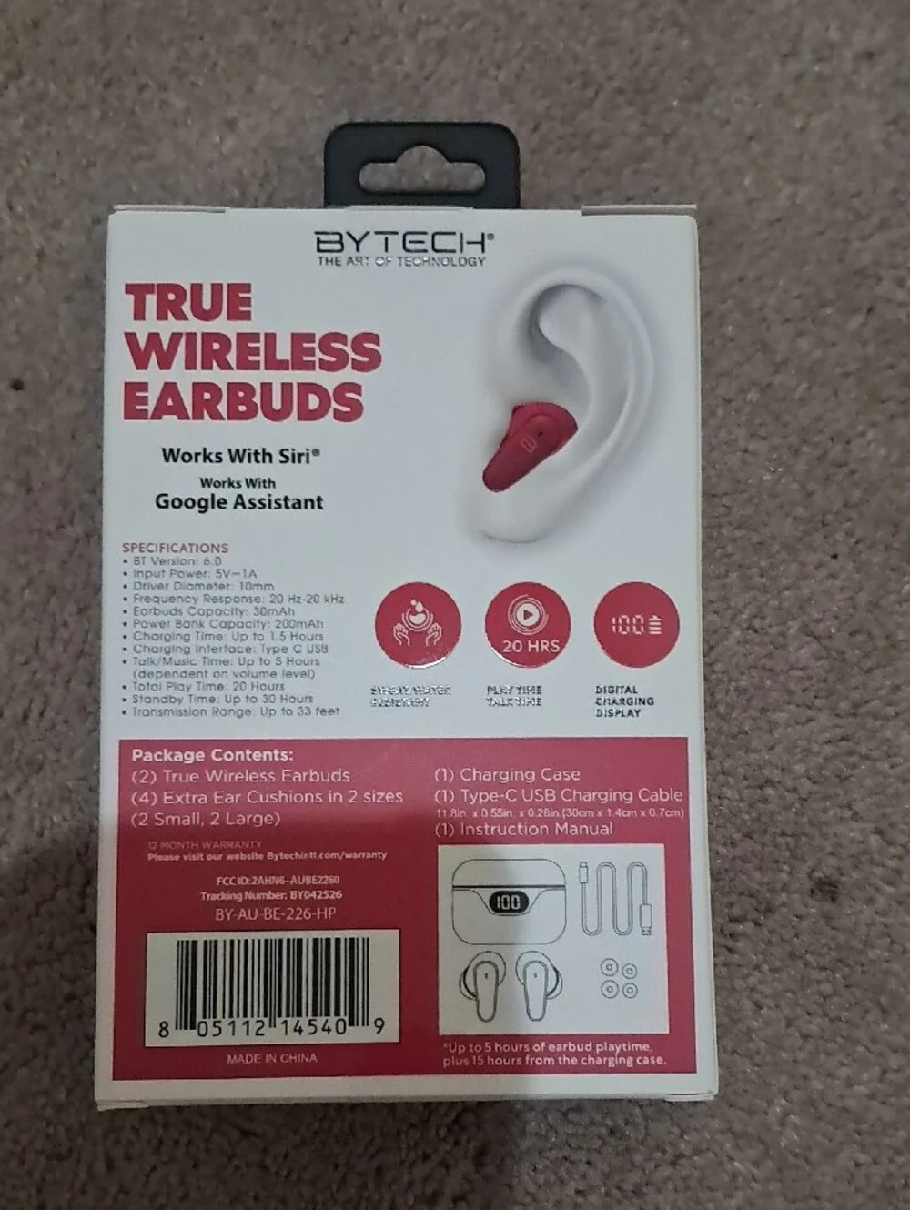 True Wireless Bluetooth Earbuds - Red